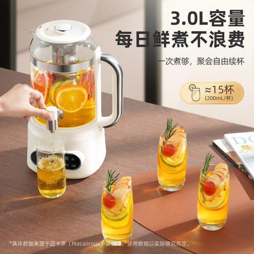 迈卡罗（Macaiiroos）养生壶花茶桶多功能高硼硅玻璃花茶壶3L大容量分离式底座煮花茶壶 MC-YS312 商品图1