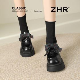 ZHR则则厚底增高蝴蝶结单鞋2026新款英伦单鞋复古小皮鞋洋气女鞋