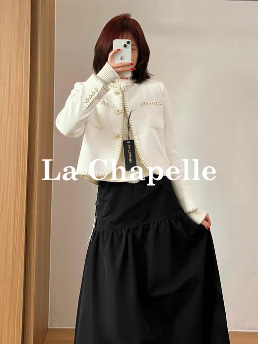 拉夏贝尔/La Chapelle轻奢！绵羊毛混纺气质圆领撞色小香风外套 商品图4