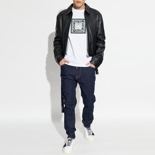 DSQUARED2 男士徽标印花棉质圆领短袖T恤 白色 S74GD1557 D20106 964 商品图4