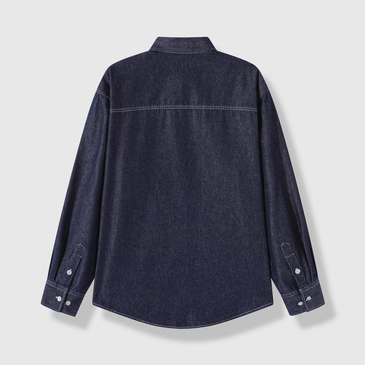 GXG男装26春季时尚翻领复古简约牛仔外套通勤男式长袖休闲衬衫K&C 商品图3