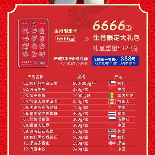 【渔礼记年年有渔海鲜礼盒】精选海鲜大礼包 感受环球海鲜魅力 商品图3