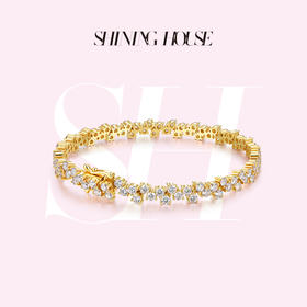 ShiningHouse[培育] 18k金钻石手链 圆钻形人工真钻人造钻石K金手链豪华钻石手链悦己送礼臻选【此商品不支持7天无理由退货退款】预计3日发货