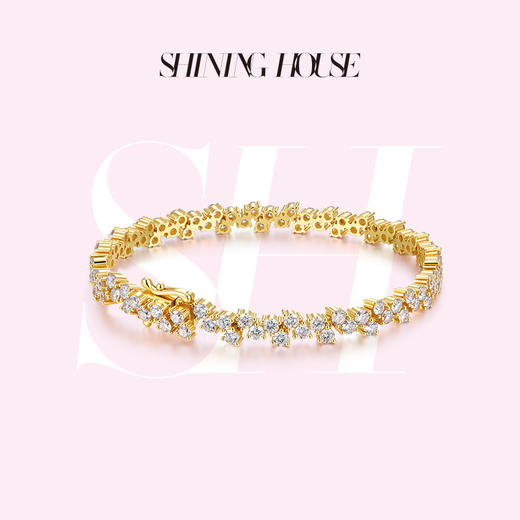 ShiningHouse[培育] 18k金钻石手链 圆钻形人工真钻人造钻石K金手链豪华钻石手链悦己送礼臻选【此商品不支持7天无理由退货退款】预计3日发货 商品图0