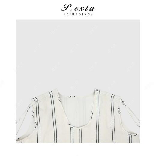 04-1潘依绣丁丁宠粉复古时髦竖撞色条纹无袖连衣裙Q3265 商品图2