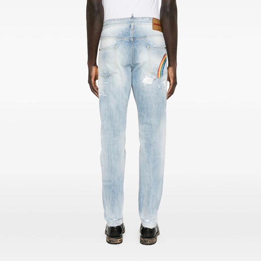 DSQUARED2 男士字母徽标贴片休闲牛仔裤 浅蓝色 S74LB1882 D30011 470 商品图3