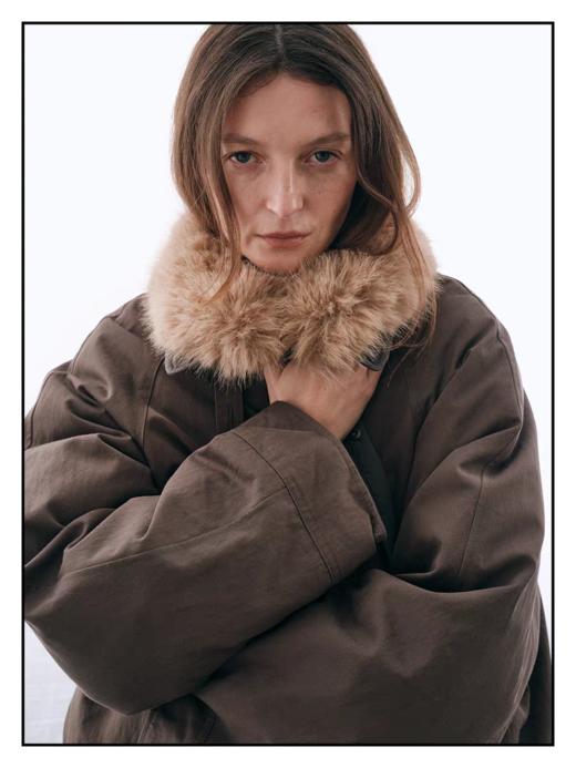 shyshystill/shy202509004/可拆卸挡风毛领中长款双色羽绒服 商品图2