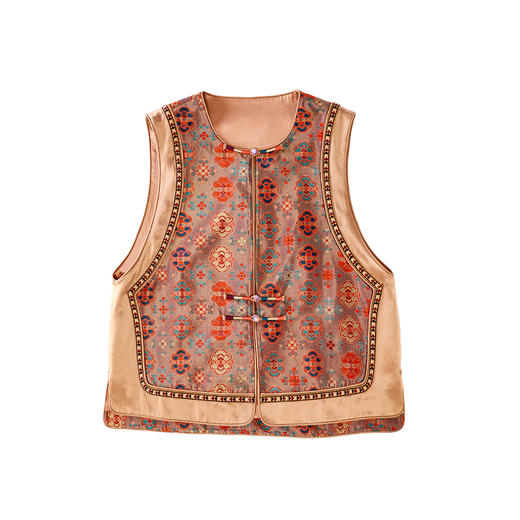 【咕咕同款】NANSONGSILK/NS新中式桑蚕丝圆领盘扣新中式国风马甲上衣M1D539739X南宋 商品图6