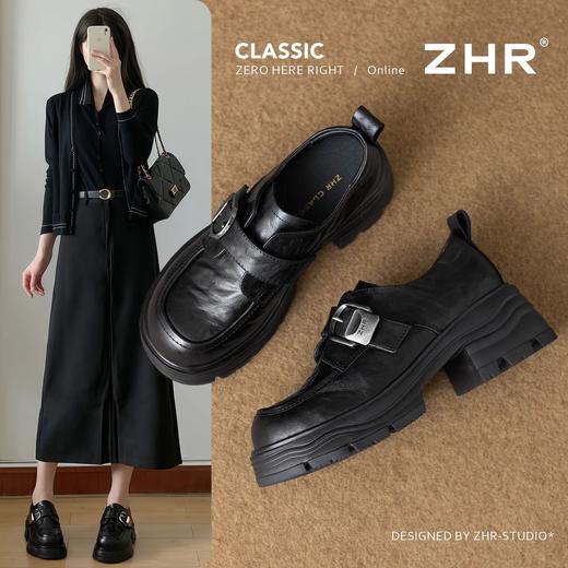 ZHR则则羊皮质感百搭乐福鞋女2026春季新款厚底增高单鞋透气皮鞋 商品图1