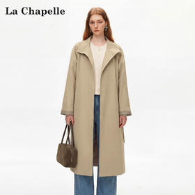 天猫同步【松弛高级感】拉夏贝尔/La Chapelle英伦风垂感宽松显瘦风衣外套通勤休闲立领大衣