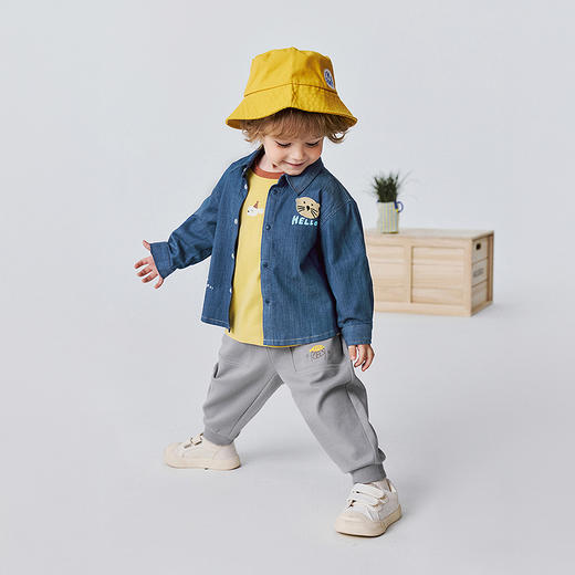 迷你巴拉巴拉男童衬衫棉柔亲肤透气不易褪色仿牛仔儿童衬衣2026春 商品图2