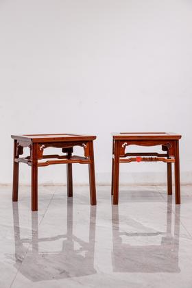 红桥红  家具严选  缅甸花梨(大果紫檀）  【46瓜棱腿方凳】