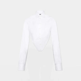 DSQUARED2 女士混纺棉质深V领长袖衬衫 白色 S72DL0779 S44131 100