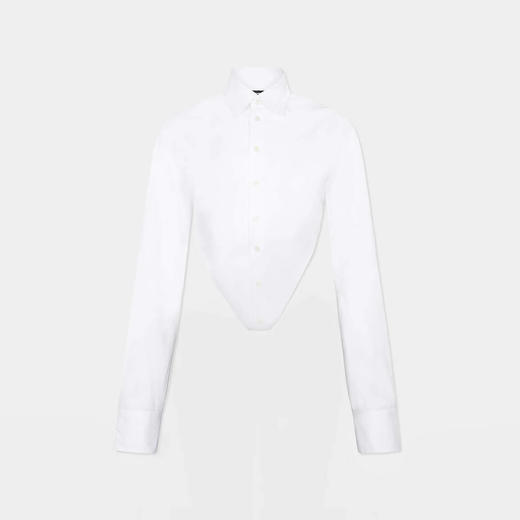 DSQUARED2 女士混纺棉质深V领长袖衬衫 白色 S72DL0779 S44131 100 商品图0
