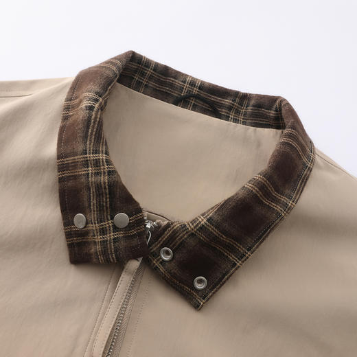 GXG男装26春季时尚复古撞色格纹简约行政通勤翻领休闲男式夹克K&C 商品图3