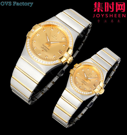 经典传承，卓越新生——欧米茄OVS星座情侣系列 情侣机械腕表 对版摆轮带砝码螺丝 双T黑摆轮 表盘尺寸：男款38mm 女款27mm 商品图2