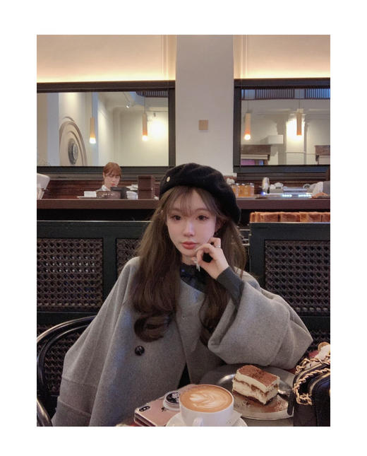 金蘑菇菇 纽约的星期天/ 小魔女 10羊绒+90羊毛 灰大衣系列 商品图3