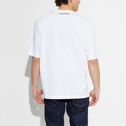 DSQUARED2 男士徽标印花棉质圆领短袖T恤 白色 S74GD1557 D20106 964 商品图3