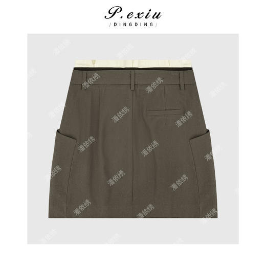 04-3潘依绣丁丁宠粉撞色双层腰头西装半身裙Q6941 商品图1