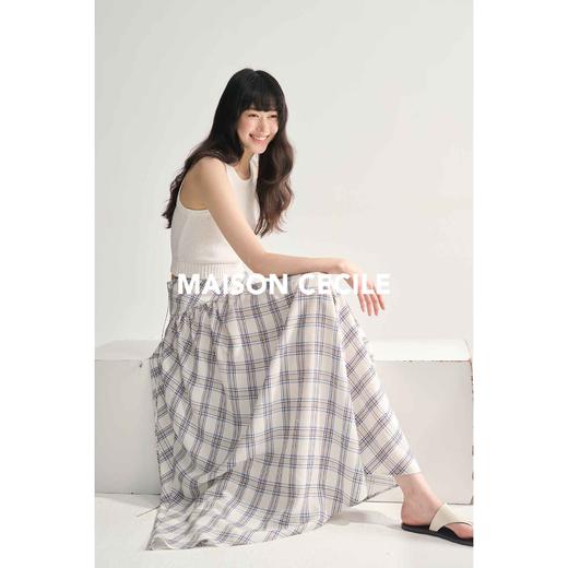 MAISON CECILE复古du家设计格纹宽腰头法式浪漫飘逸感A字半裙 商品图4