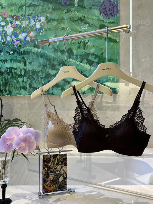 蕾丝法式～高级缎面感三角杯内衣优雅薄款大胸显小 无钢圈舒适轻盈春夏新款 商品图6