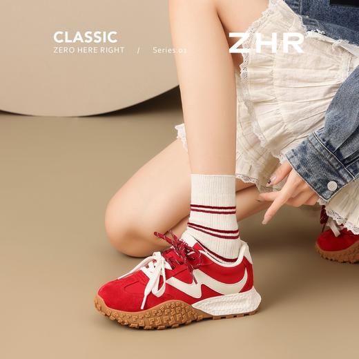 ZHR【真皮舒适】二层猪皮德训鞋内增高2026春季新款休闲运动鞋女 商品图7