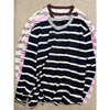 【贝拉推荐】穿越之旅 MIU系宽松时髦撞色圆领 条纹针织长袖T 无龄感色彩 抗起球机洗不变形 商品缩略图5
