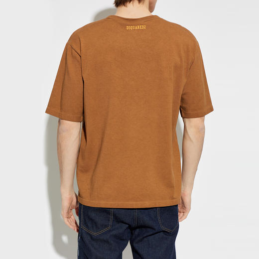 DSQUARED2 男士字母徽标印花棉质圆领短袖T恤 棕色 S74GD1536 D20103 145 商品图2