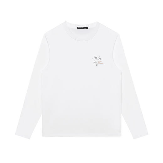 GXG男装【100%棉】26春季时尚复古纹理方框圆领休闲男式长袖T恤K&C 商品图3