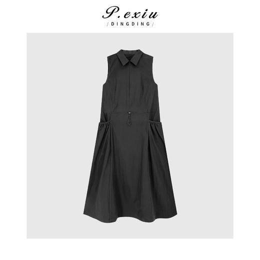 04-3潘依绣丁丁宠粉POLO领抽绳口袋工装风连衣裙Q37466 商品图0