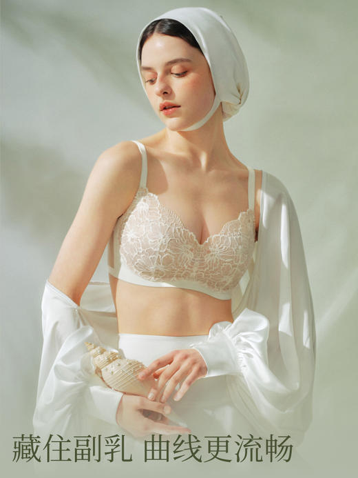 【E】【小蔷薇侧收款】素肌良品大胸显小内衣女蕾丝收副乳防下垂文胸 大胸款MX351 商品图3