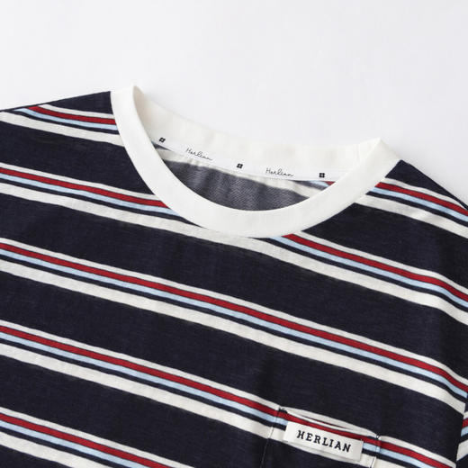 Herlian2026年春季新品条纹撞色女士长袖T恤logo刺绣打底衫 商品图3