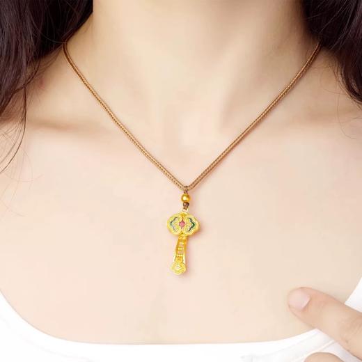 【如意沙金项链】敦煌小众镀金古法沙金转运罗盘吊坠 男女式古币项链 商品图0