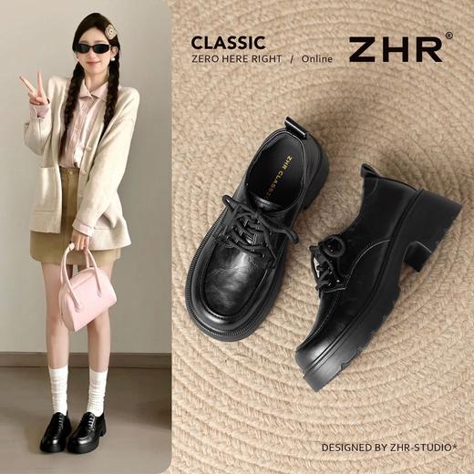 ZHR则则复古厚底5cm增高粗跟乐福鞋2026春季新款轻便通勤百搭单鞋 商品图0