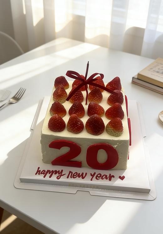 方形加高【2026】草莓跨年、新年、元旦蛋糕 商品图1