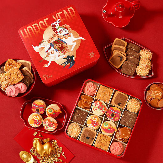 【什锦曲奇伴手礼 马上福禄】悠享时圣诞送礼盒伴手礼休闲零食礼包下午茶女生日礼物新年大礼包580g 商品图3