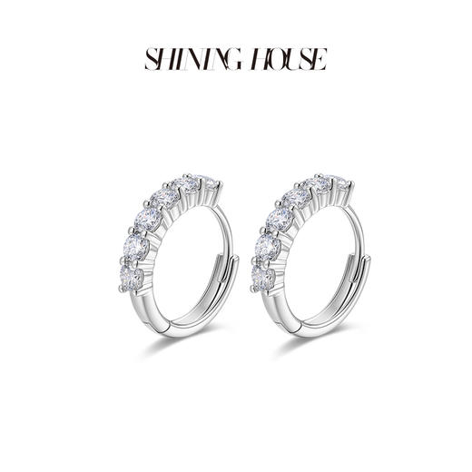 【预售】ShiningHouse[培育] 18k金钻石耳饰 圆钻形人工真钻人造钻石K金耳圈排钻耳环时尚钻石耳饰耳环悦己送礼臻选【此商品不支持7天无理由退货退款】预计3日发货 商品图1