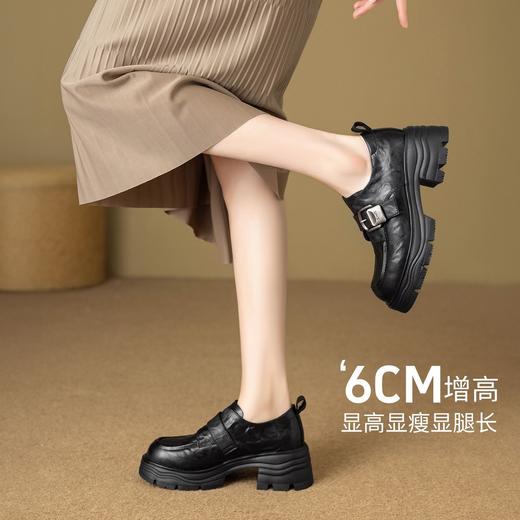 ZHR则则羊皮质感百搭乐福鞋女2026春季新款厚底增高单鞋透气皮鞋 商品图4