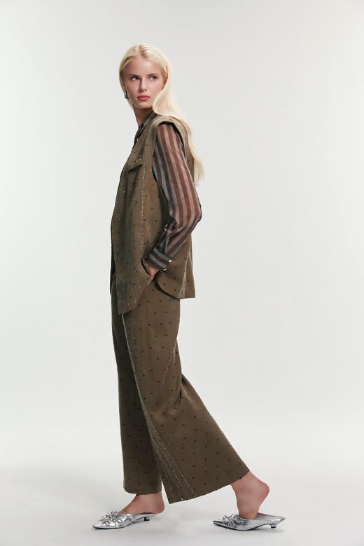 SAFICOO 摩登时髦 高连腰立体剪裁阔腿裤 商品图1