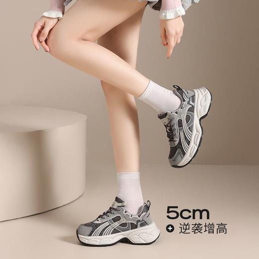 ZHR则则5CM增高厚底老爹鞋女春秋款透气网面老爹鞋百搭运动休闲鞋 商品图2