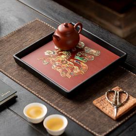 故宫红方形梅花干泡茶盘，新中式家用创意壶承，泡茶盘 托盘 茶台