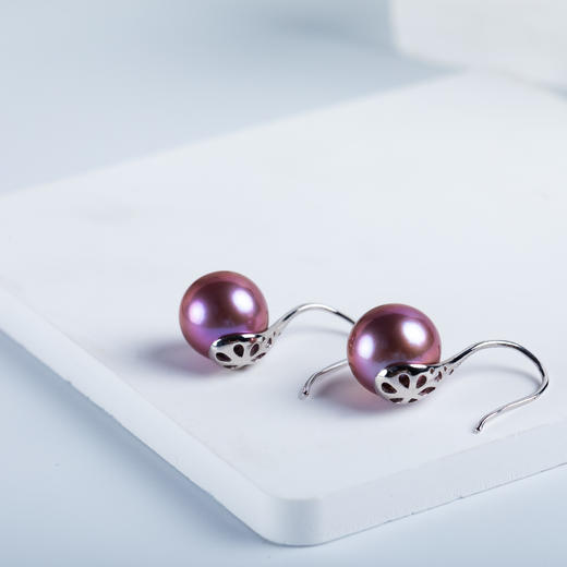 紫色淡水珍珠高跟鞋耳钩 EGG16 商品图3