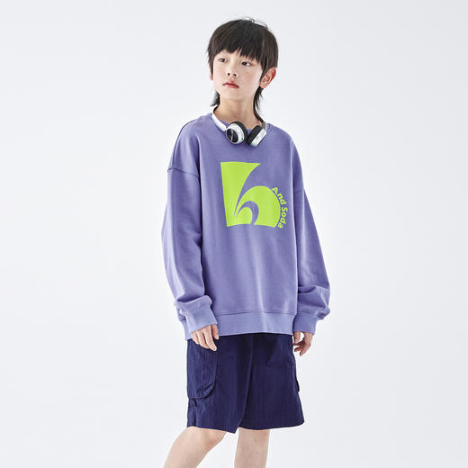 蓝汽水2026春季新款男童印花圆领时髦卫衣青少年潮酷针织宽松上衣 商品图2