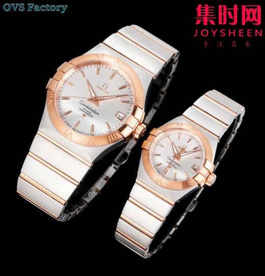 经典传承，卓越新生——欧米茄OVS星座情侣系列 情侣机械腕表 对版摆轮带砝码螺丝 双T黑摆轮 表盘尺寸：男款38mm 女款27mm 商品图2