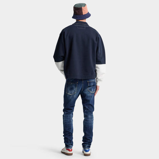 DSQUARED2 男士字母徽标贴片水洗Teddy牛仔裤 蓝色 S74LB1896 S30664 470 商品图5