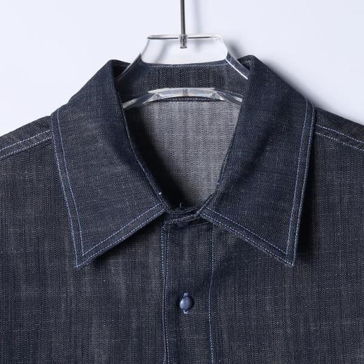 SDSA男士春夏新款痞帅男装潮牌复古百搭翻领牛仔衬衫时尚简约衬衣 商品图2