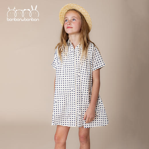 气质翻领印花衬衫裙 商品图1