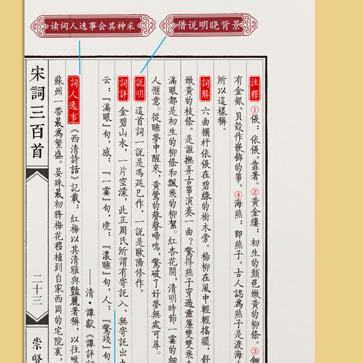 【崇贤宝笈】宋词三百首（一函四册）  编号版限量发行 手工宣纸繁体竖排  注释、词解、说明、词评、 词人逸事，精选底本 商品图4