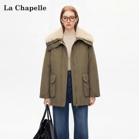 天猫同步【赵露思同款】拉夏贝尔/La Chapelle轻奢派克服~大翻领+内里羊羔毛工装保暖外套
