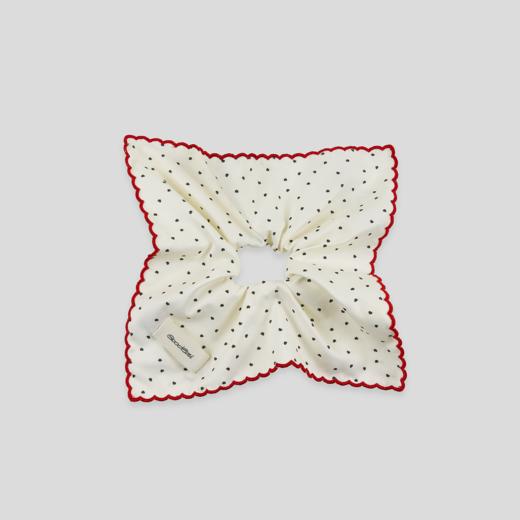 GOODBAI 新款花体刺绣logo撞色爱心波点方巾发圈女 商品图4